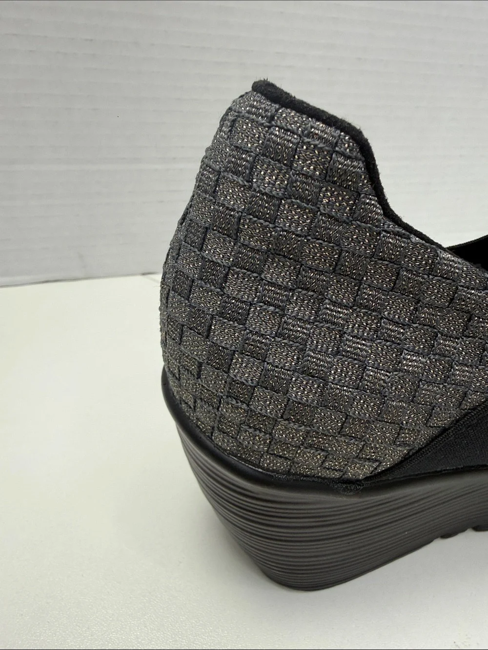 bernie mev. Gray and Black Slip-On Wedge Sneakers size 37